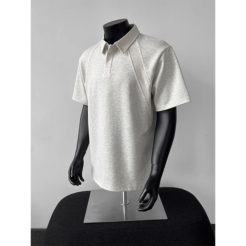 Men's Straight Shoulder Short Sleeve Polo Shirt With Lapel And Half Sleeves