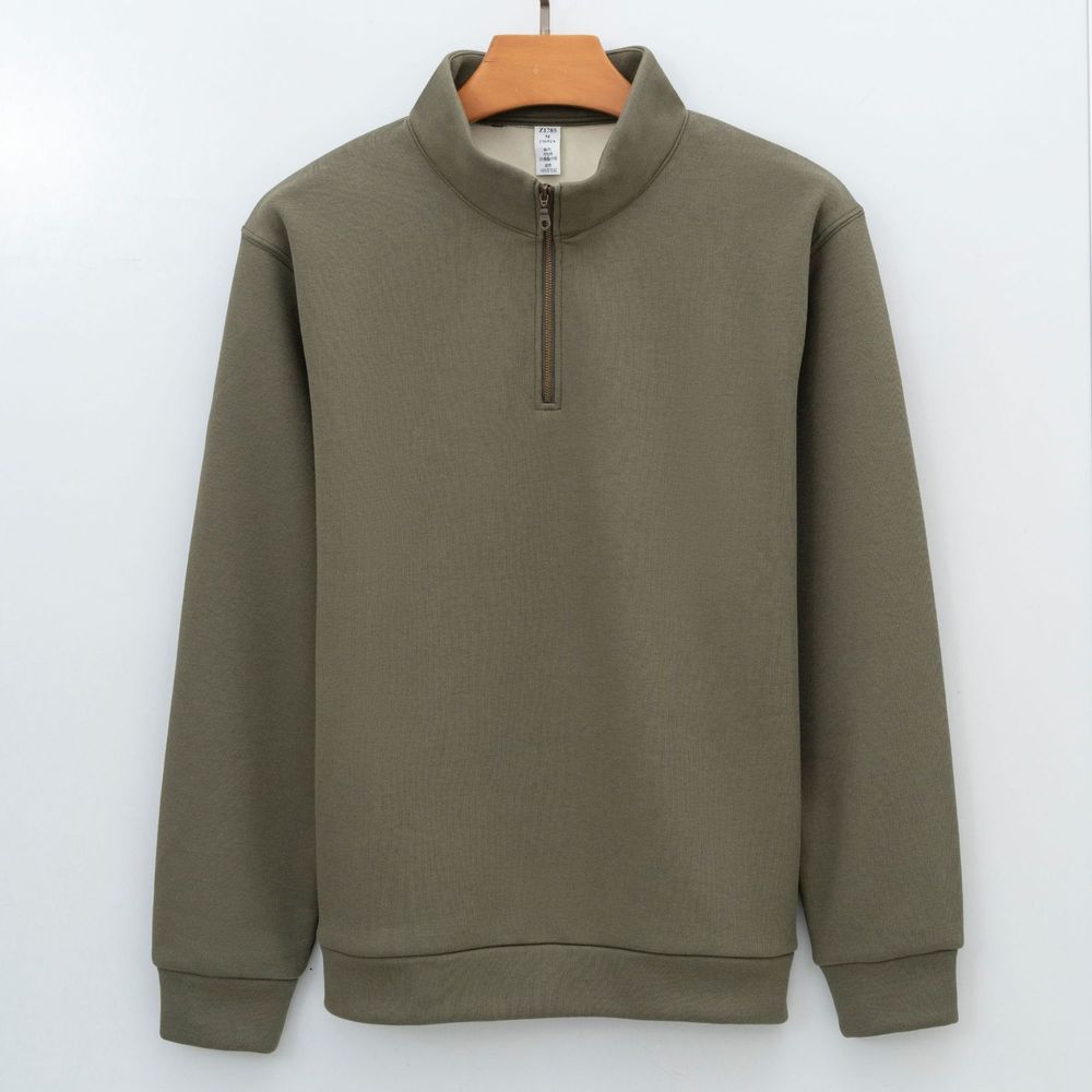 Fleece-lined Falf-zip Sweatshirt Pullover Sweater Men's Long-sleeved Hoodie